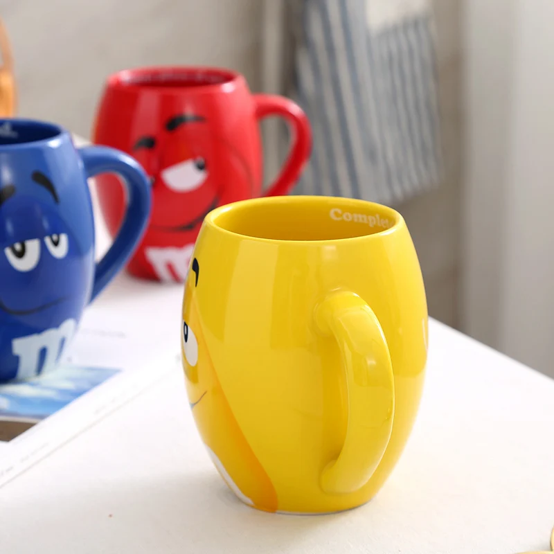 

M&M Cute Expression Coffee Mugs Large Capacity Friends Cups Creative Drinkware