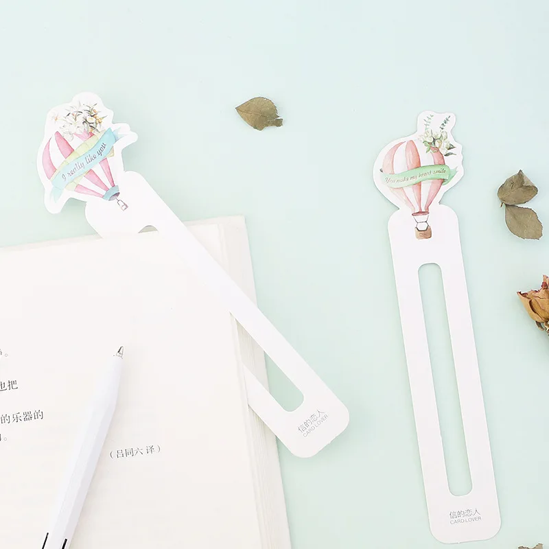 JUNHUI 30 Pcs/Box Cartoon Balloon Bookmark For Book Marker Love Confession Greeting Card Gift Box Stationery Office Supplies | Канцтовары