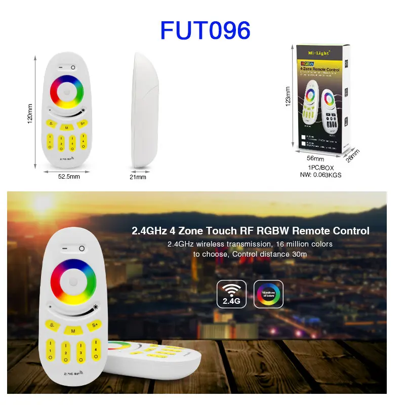 FUT096 MiBOXER 2,4G RF беспроводной пульт дистанционного управления; Одноцветный/CCT/RGB/RGBW/RGB+ CCT контроллер Диммер светодиодной ленты; WiFi iBox умный светильник iBox1/iBox2 - Цвет: FUT096