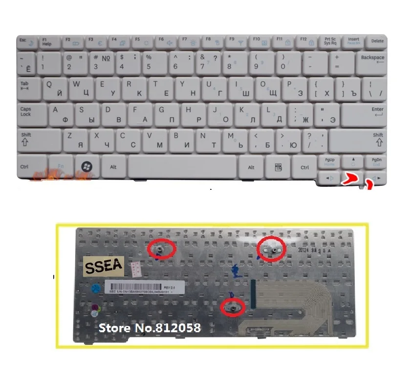 

SSEA New Russian Keyboard white for Samsung N143 N145 N150 N148 N128 N158 NB30 NB20 NB30P N102 NP-N100S laptop RU Keyboard