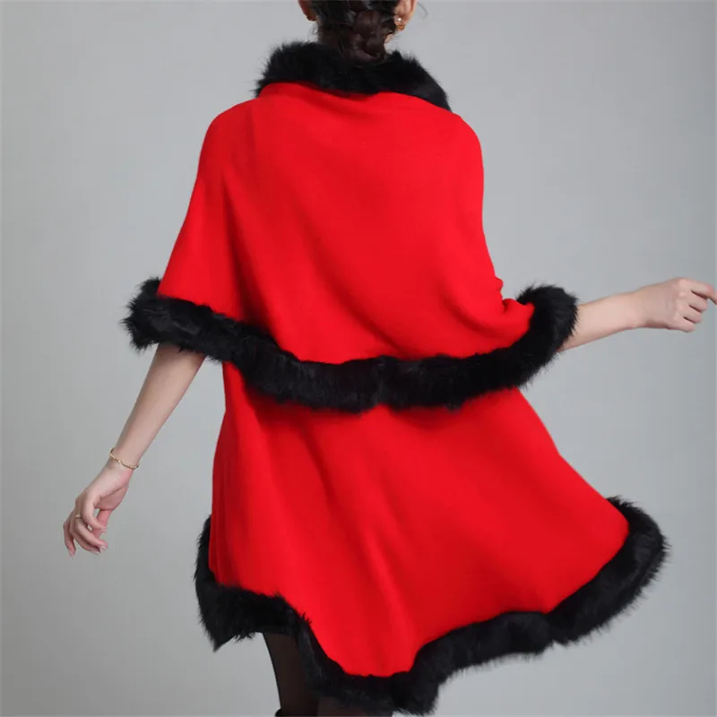 

Autumn Winter Faux Fur Coat Women Cardigan Fur Poncho Shawl Outer Garment Fashion Woman Carves Cardigans