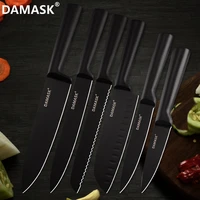 damask japan kitchen knives 3cr13 stainless steel kitchen knife set black coating knife sharpdurable best chef cooking tools