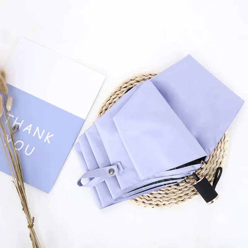 High quality Solid color UV umbrella windproof tri-fold Simple style sunny and Rainy | Дом и сад