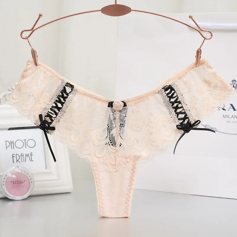 

Ma'am Sexy Low-waisted Lace Underpants Rose Transparent Cross