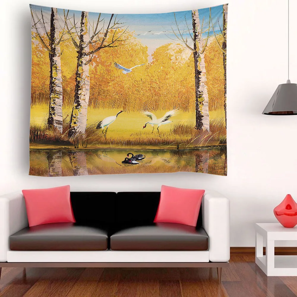Sailboat Tapestry Wall Hanging Scenery Tapestries Seaside Sunset Forest Decora for Bedroom Living Room Dorm | Дом и сад
