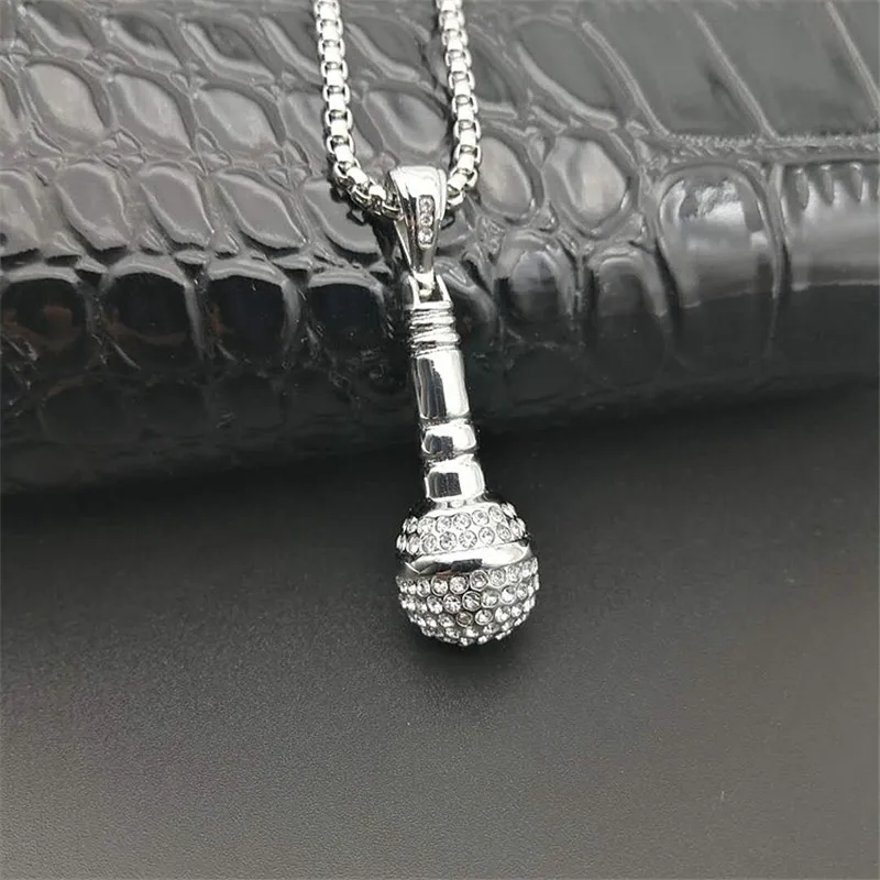 Хип хоп Iced Out Bling подвеска в виде микрофона ожерелья для женщин/мужчин Нержавеющая Сталь Музыка Ювелирные изделия хиппи дропшиппинг