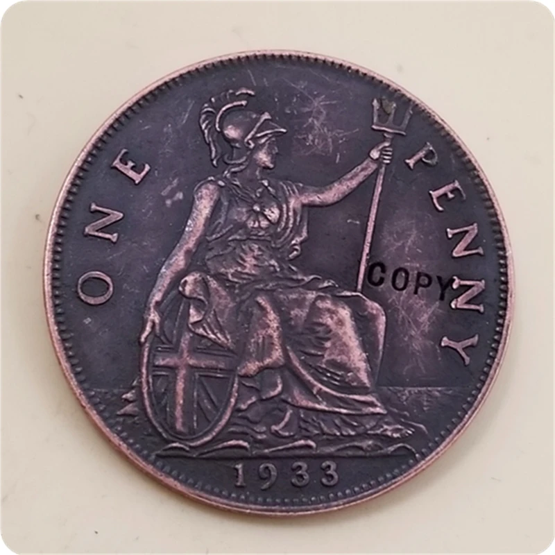 1933 Великобритания 1 Пенни-Джордж V копия монеты меньшего размера для портрета