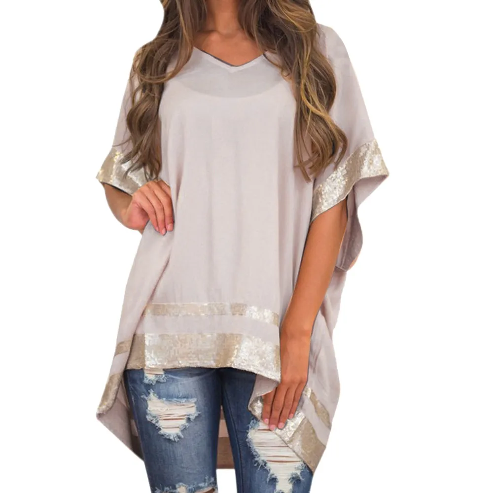 Women's Shiny Liquid Wet Look blousr Bat sleeve size irregular hem shirt Vest Top Club Blouse Tanks |