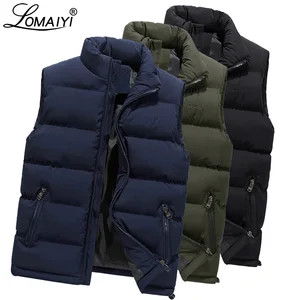 LOMAIYI M-6XL мужской зимний жилет, мужской теплый жилет с толстой подкладкой, мужская куртка без рукавов, мужская синяячерная Повседневная пуховая жилетка BM255
