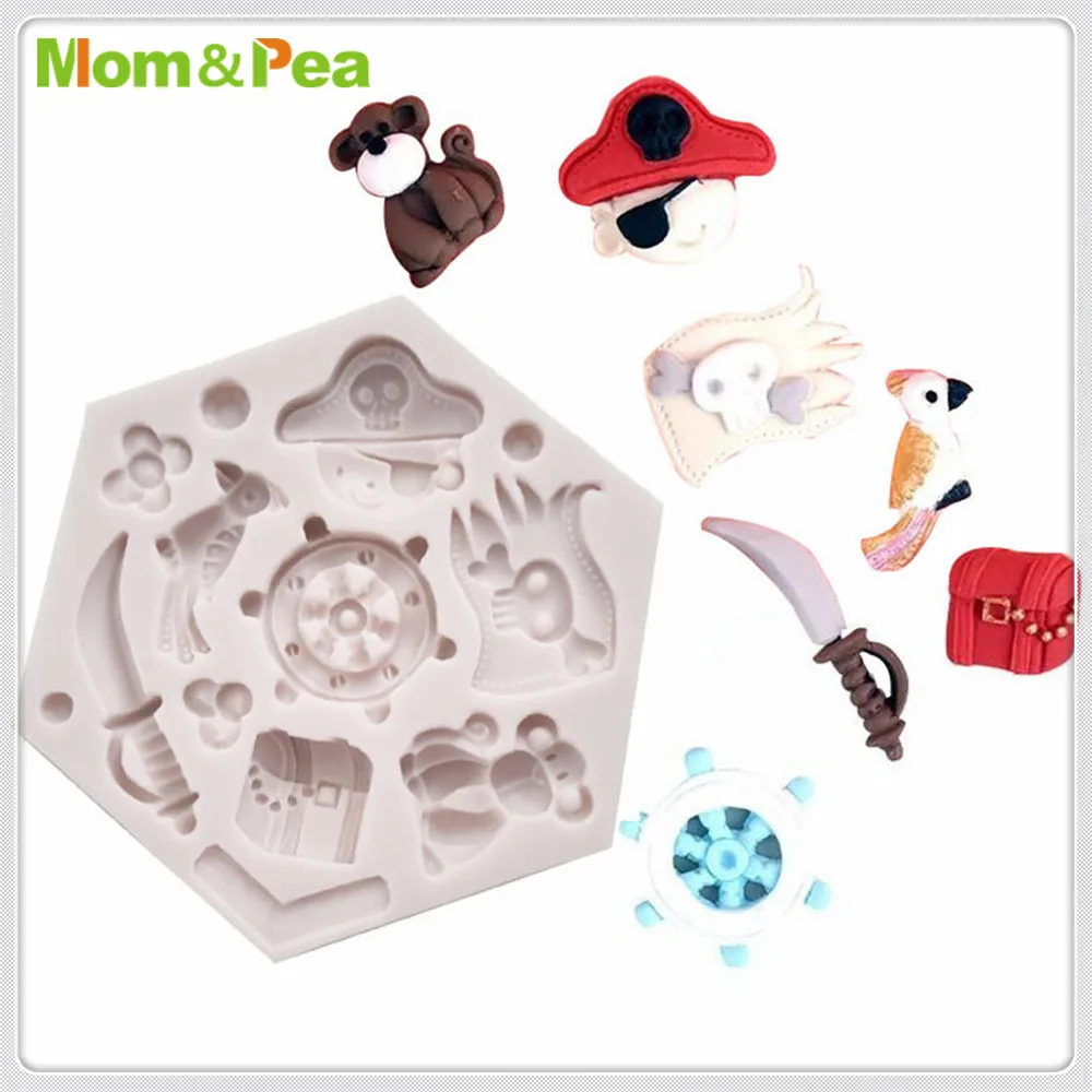 Пиратская силиконовая форма Mom & Pea MPA1980 украшение для торта 3D помадки пищевой