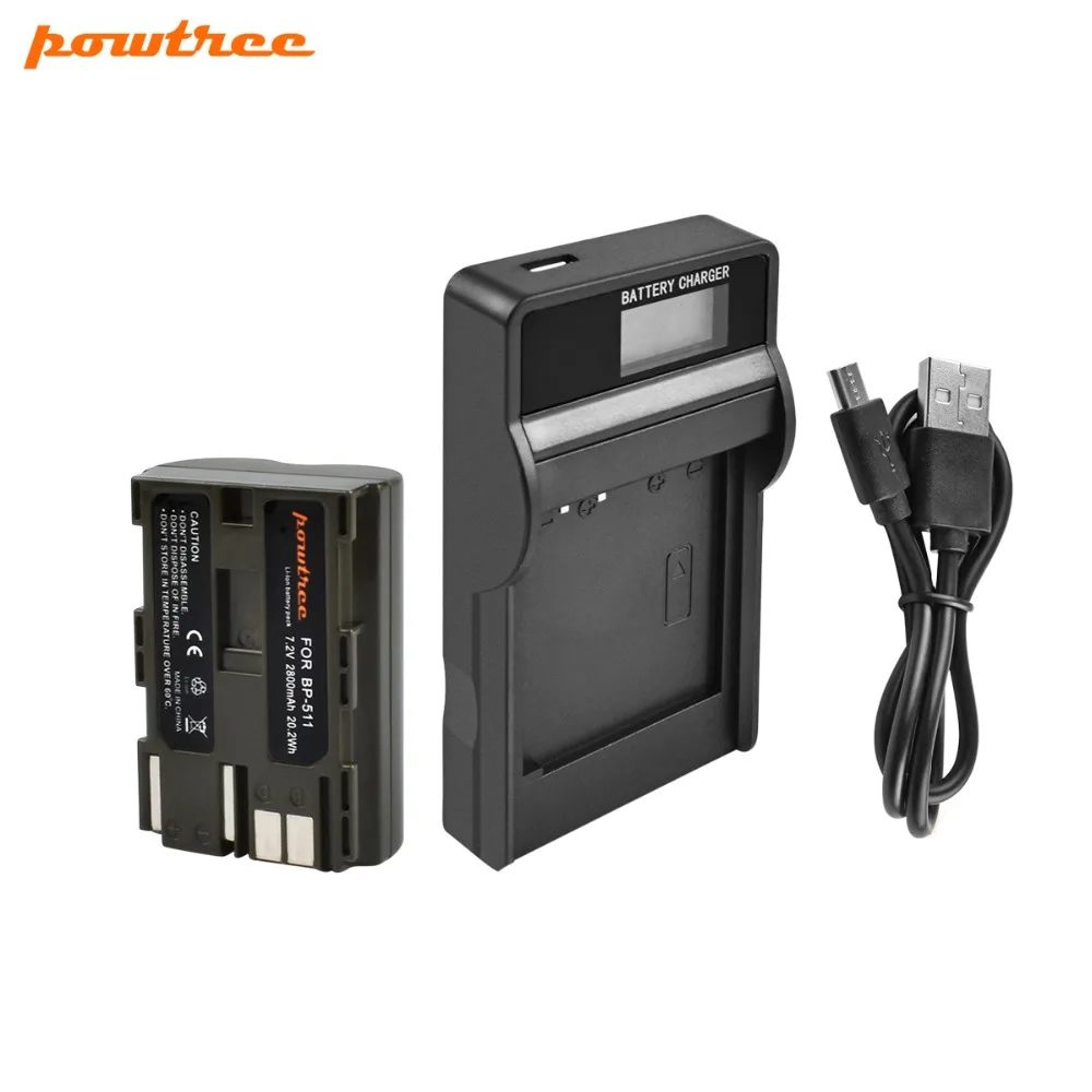 Аккумулятор Powtree для цифровой камеры Canon BP 511 BP511 BP511A 7 2 в 2800 мАч + зарядное