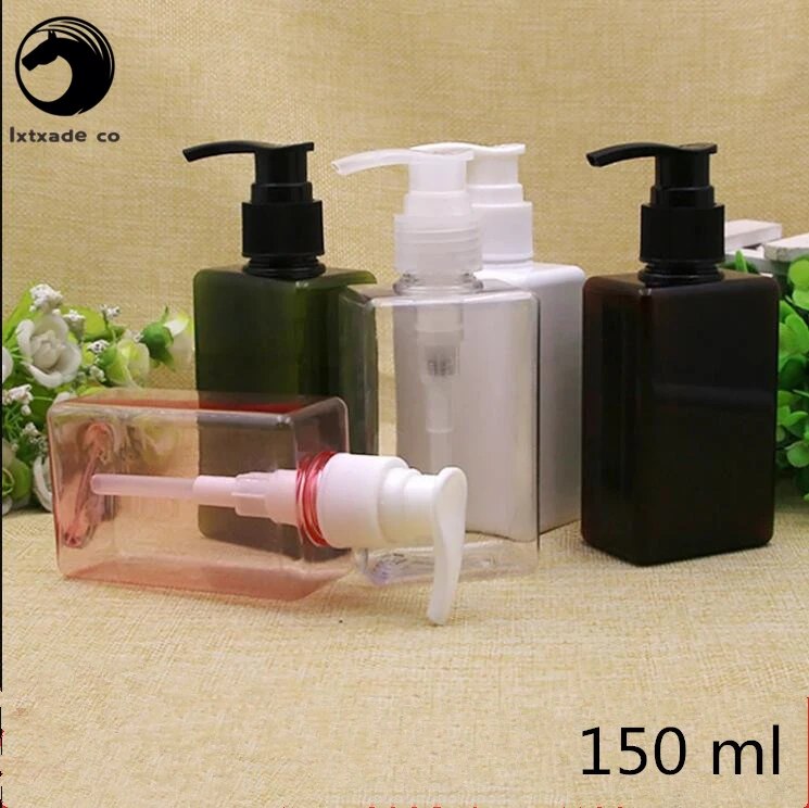 30 pcs Free Shipping 150 ml Plastic Empty Square bottles pump Top Grade New Style Shampoo Empty Cosmetic Containers Wholesale