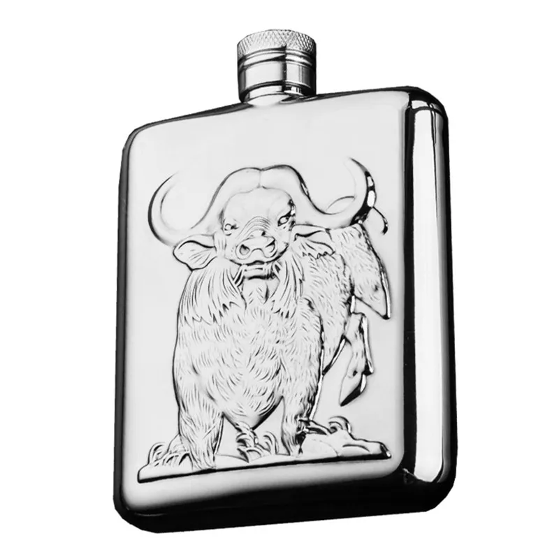 Bull FX-6OZ Роскошная фляга для бедер Buck Polar bear Bull рельефная фляга из нержавеющей стали 6 унций с подарочной коробкой для виски, ликер - Цвет: Bull