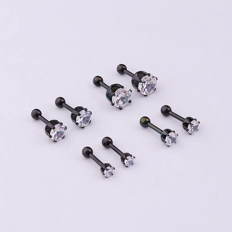 Sellsets 3/4/5/6mm круглые Cz козелка вперед спирали пирсинга хрящей серьги 316L Нержавеющая сталь ювелирные изделия пирсинг уха