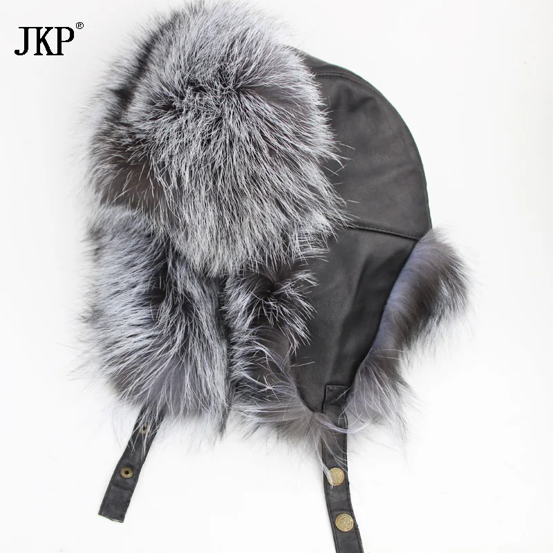 Star Men's Fur Hats 2020 Genuine Fox Fur Skin Maple Genuine Lei Feng Men's Bomber Hats Winter Genuine Leather Russian Top HJL-08