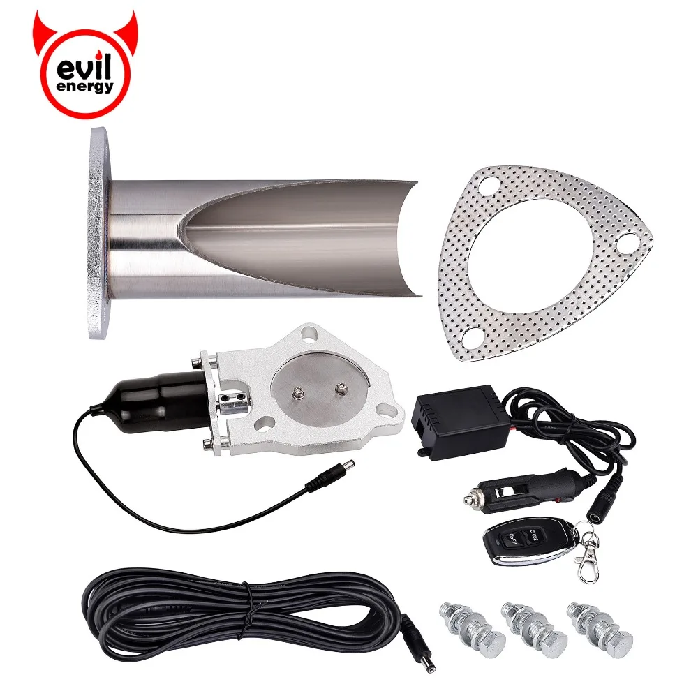 evil energy-3 Inch Electric Stainless Exhaust Cutout Catback Downpipe With Remote Control Cut Out Pipe Escape Muffler | Автомобили и