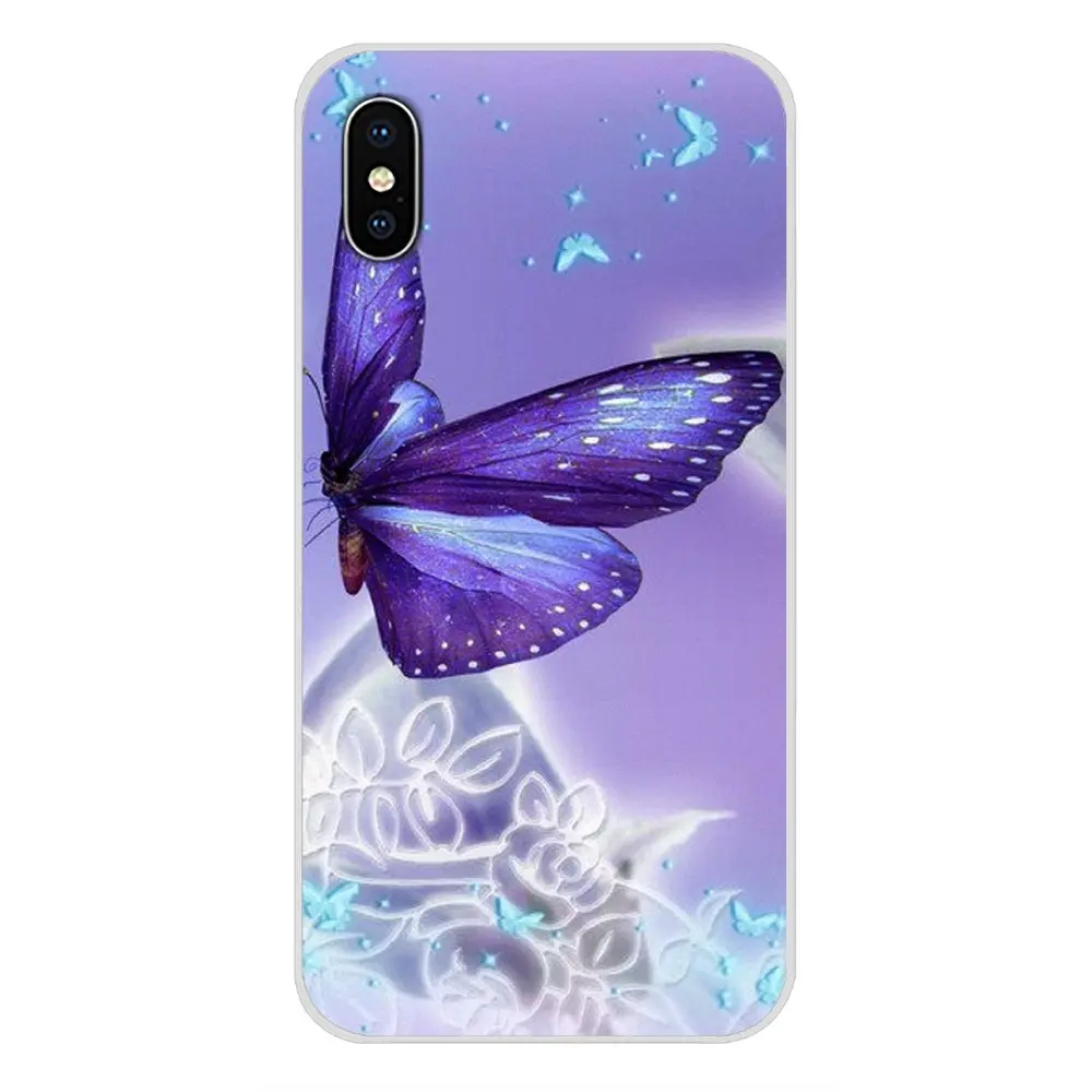 Аксессуары Чехлы для телефона красивые Синие Бабочки Apple iPhone X XR XS MAX 4 4S 5 5S 5C SE 6 6S 7 8