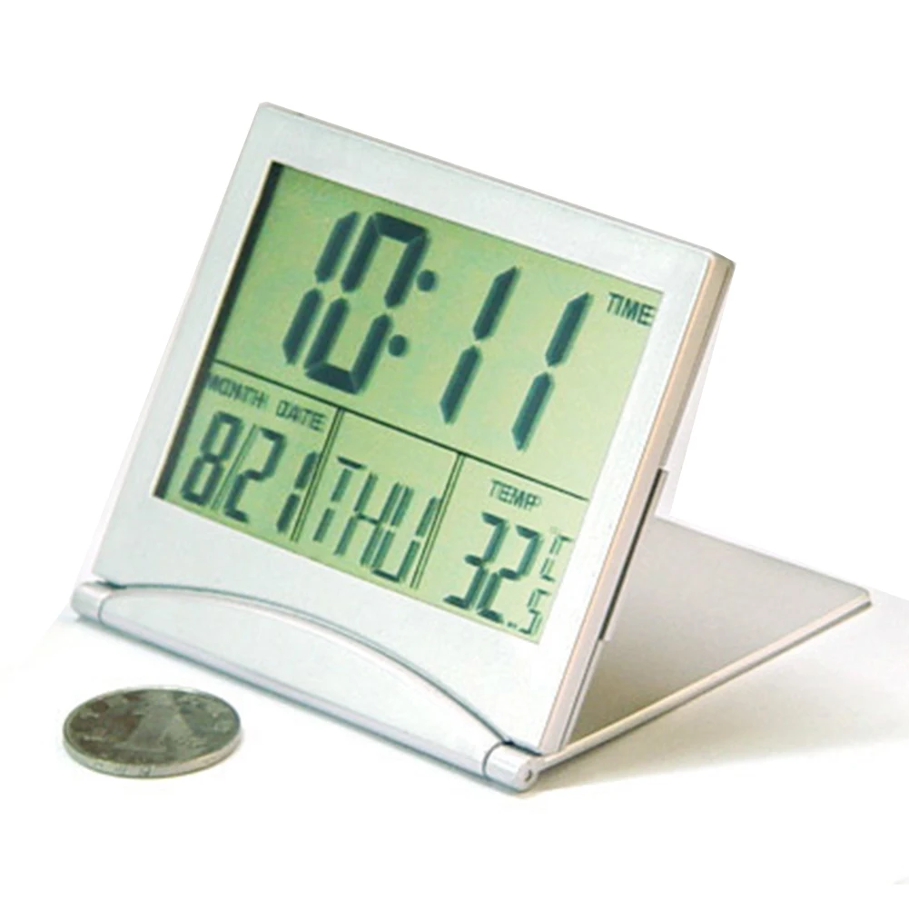 Modern Foldable Folding LCD Digital Travel Desk Alarm Clock Date Thermometer | Дом и сад