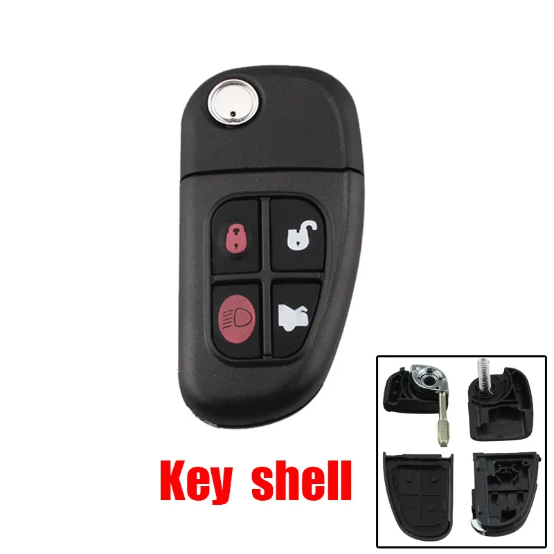 BHKEY 4 кнопки Авто Флип дистанционный ключ для Jaguar X-type S-type 1999-2009 XJ XJR 2002-2008 433 МГц/315 МГц+ чип 4D60 - Количество кнопок: key shell