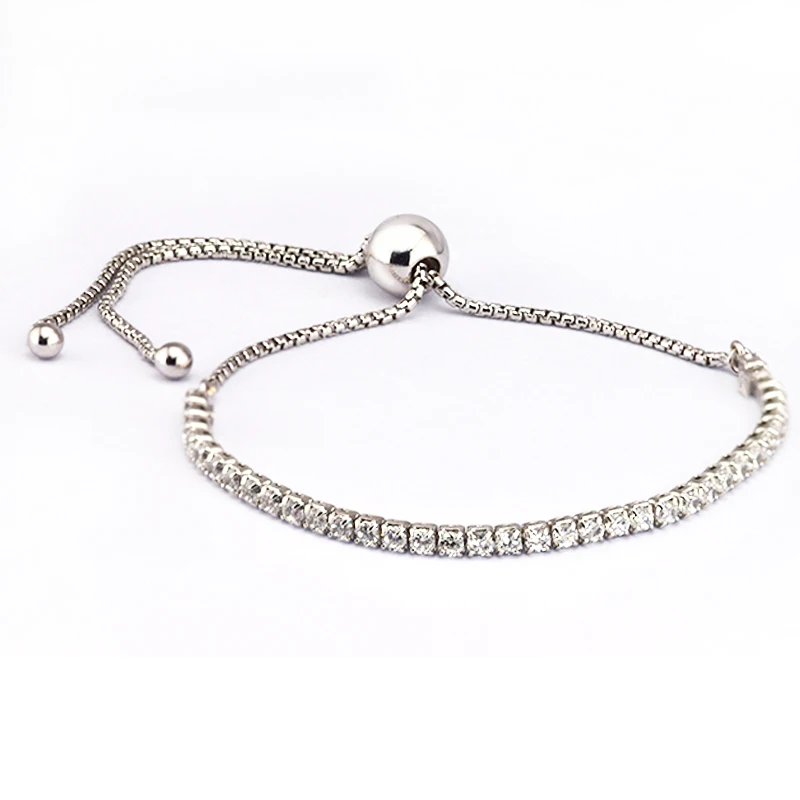 

Sparkling Strand Bracelets with Clear CZ 100% 925 Sterling Silver Jewelry Free Shipping