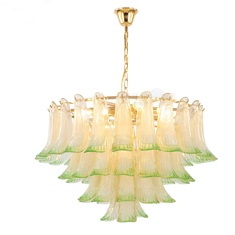 

Postmodern Metal Pendant Lights Creative Bedroom Restaurant Designer Living Room Model Room Peacock Leaf Pendant Lights Glass