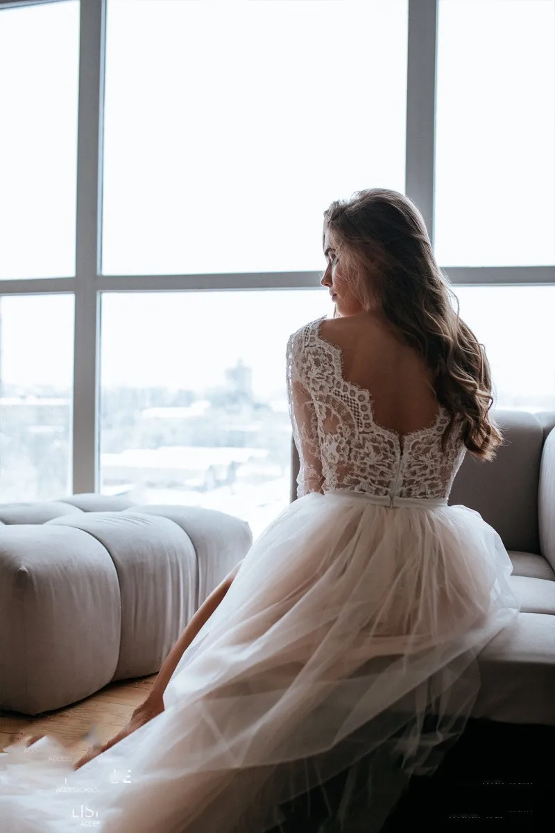 2019 богемное свадебное платье es Sexy V образный вырез с длинным рукавом кружевные