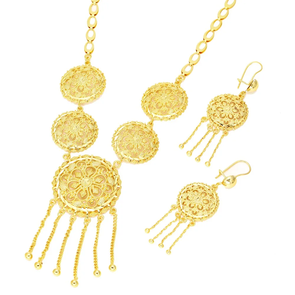 Комплект из колье и серёг под золото 22 к | Украшения аксессуары