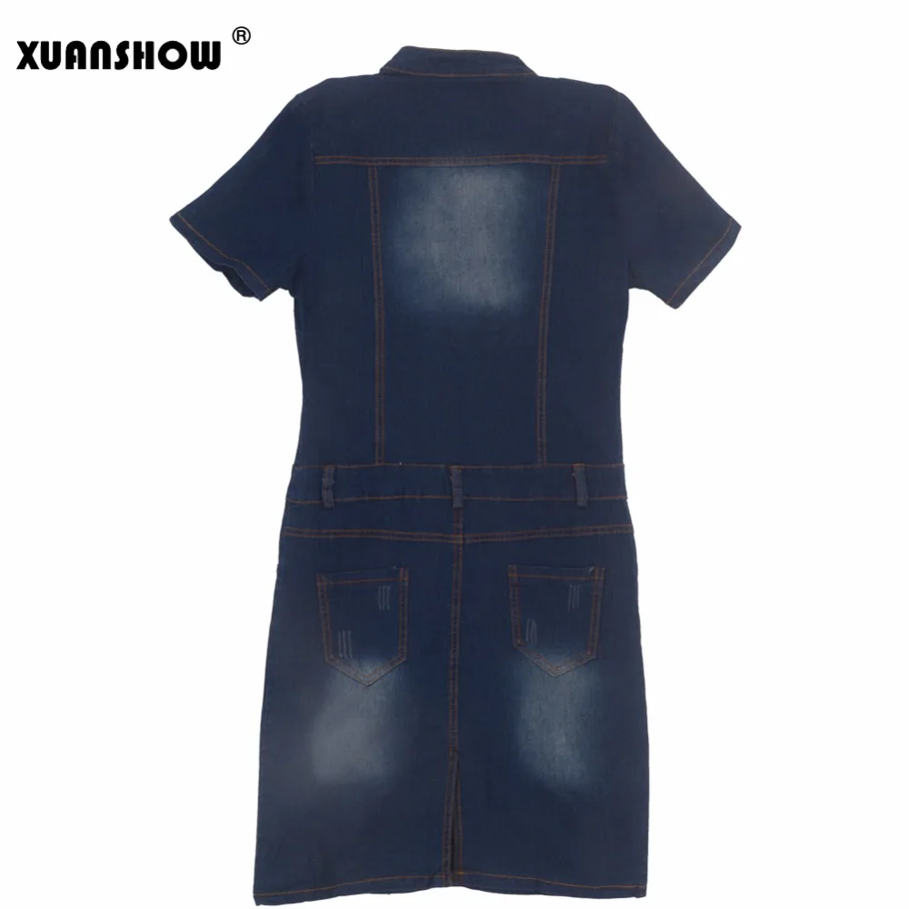 XUANSHOW 2020 летнее Новое джинсовое платье тонкое облегающее женское с коротким