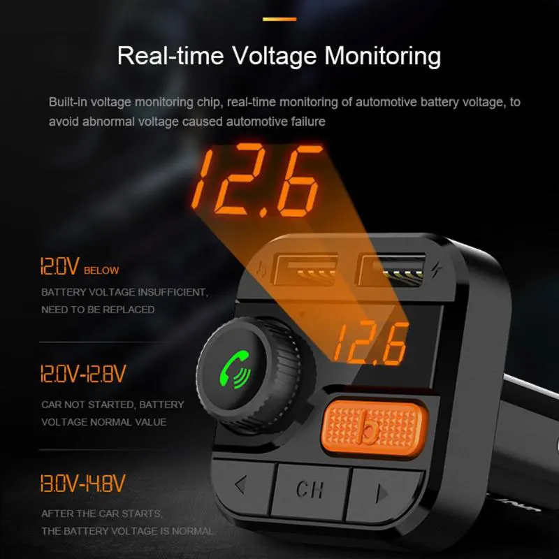 Vehemo двойной USB fm-передатчик Громкая связь Bluetooth бас MP3 гарнитура Электроника 2.4A+ 1A портативный плеер аудио Смарт Alpine