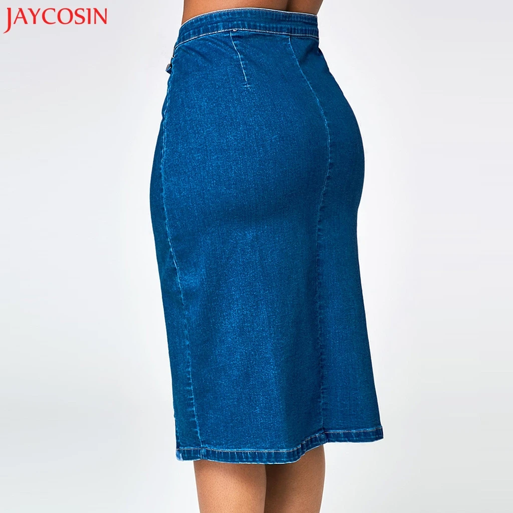 Женская джинсовая юбка JAYCOSIN XS 5XL Модная хлопковая карандаш с высокой талией синие