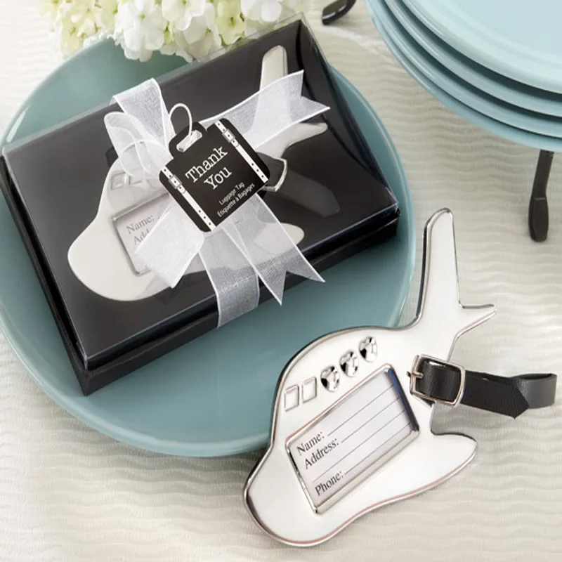 

(10pcs/Lot)FREE SHIPPING+Destination Wedding Favors Airplane Luggage Tag Aeroplane Baggage Tags Bridal Shower Favors