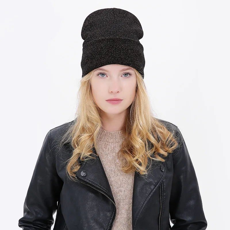 Женская шапка Beain тёплые вязаные шапки шерсть зима осень Skullies Beanie hat Женские однотонные черные женские уличные шапки