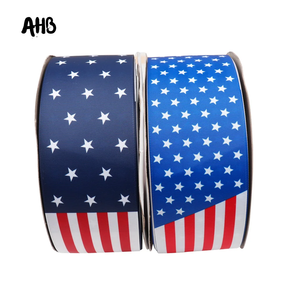 

AHB 3''Grosgrian Ribbon Flag Printed Ribbon 75MM DIY Hair Bow Accessories Festival Party Decorative Gifts Packaging Materials 2y