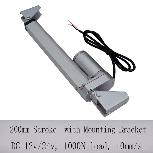 8&quot/200mm stroke 1000N/100KGS load 2pcs 24v linear actuators with MB01 MB04 MB05 mounting brackets and 1for 2 controller |