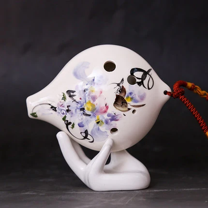 TNG ocarina сердце форма Freehand наброски ручной работы цветок 6 отверстий керамическая окарина сопрано C F Музыкальные инструменты для начинающих - Цвет: SC Wisteria