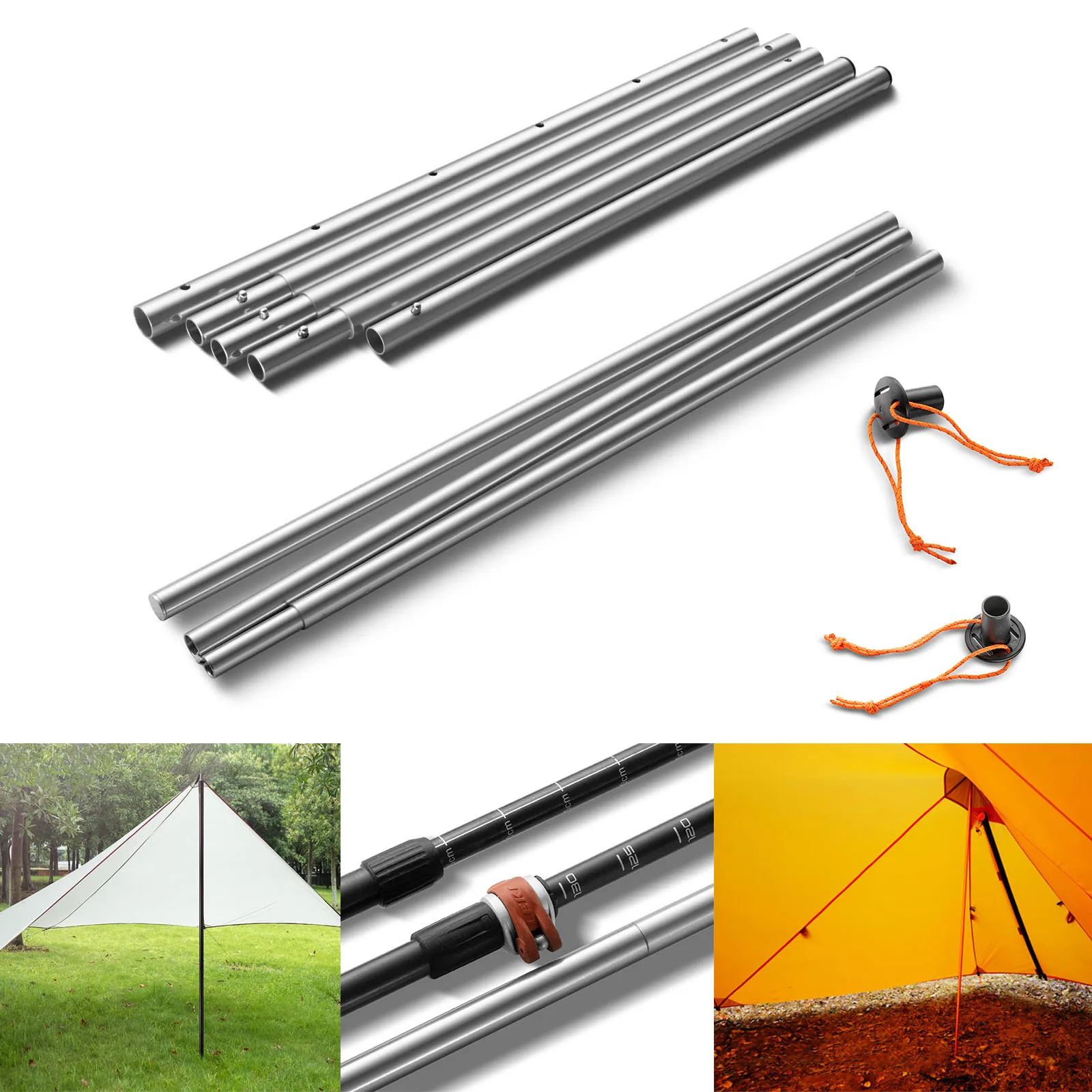 

Outdoor 1.35M 3 Sections Tent Pole/ 2.5M 5 Sections Tent Pole Sun Shelter Support Rods Canopy Awning Frames Aluminum Alloy Rods