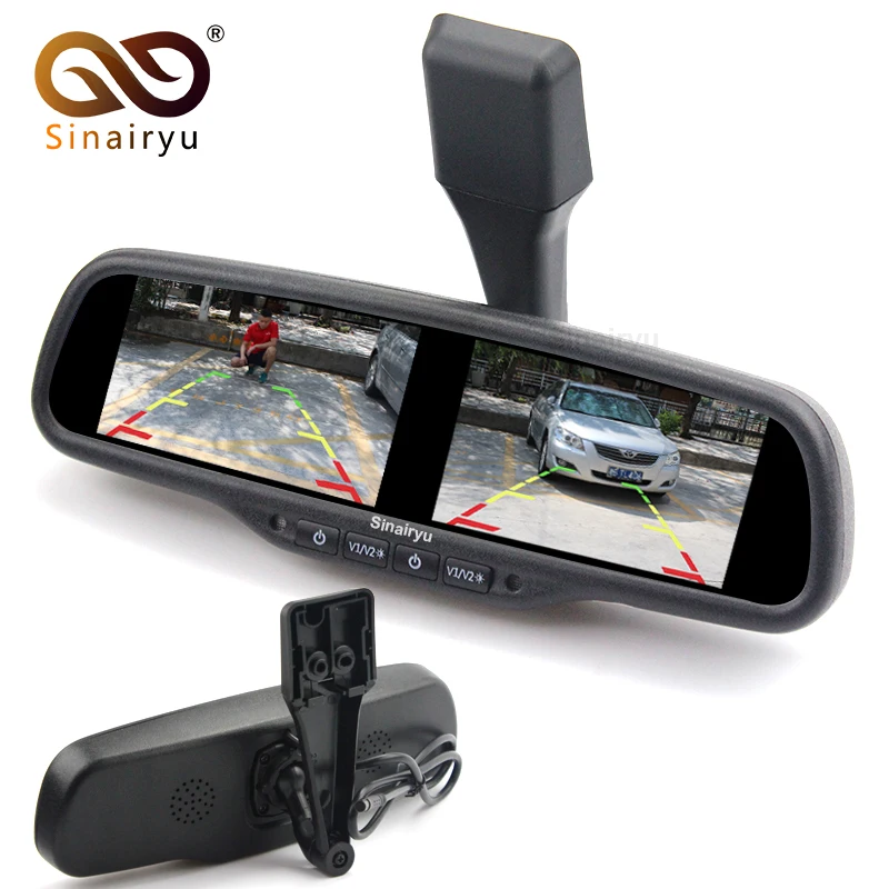 Sinairyu HD Dual 800*480 экран 4 3 &quotTFT lcd Зеркало заднего вида автомобильный монитор видео