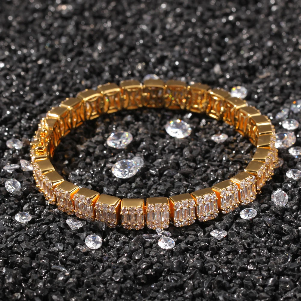 Хип хоп Bling Iced Out кубический цирконий браслет для мужчин и женщин 1 ряд 8 6 мм