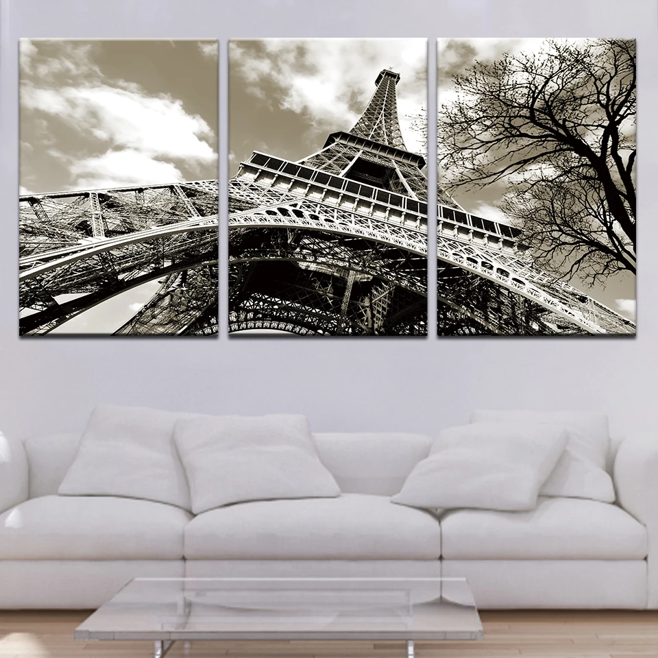 

Холст для живописи отпечатки комплект из 3 предметов с изображением Эйфелевой башни Wall Art холст картины для Гостиная постер на стену декорат...
