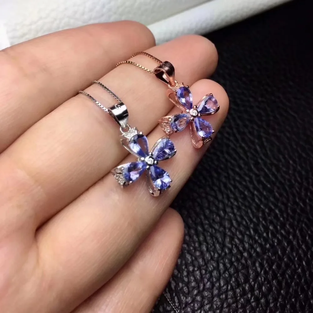 Кулон из серебра 925 пробы с танзанитом 4 Х6 мм|fine jewelry|gemstone tanzanitegifts for women |