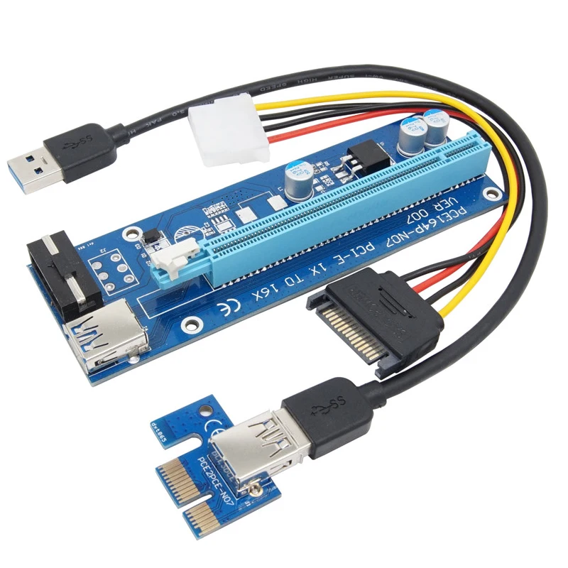USB 3.0 PCI E Экспресс удлинитель Райзер карта 1x до 16x кабель 60 см SATA 15 контактный