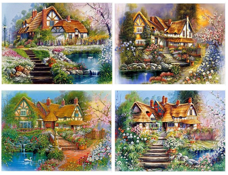 diy Full Drill diamond embroidery 5d painting Dream house garden landscape mosaic cross stitch kits drcoration | Дом и сад