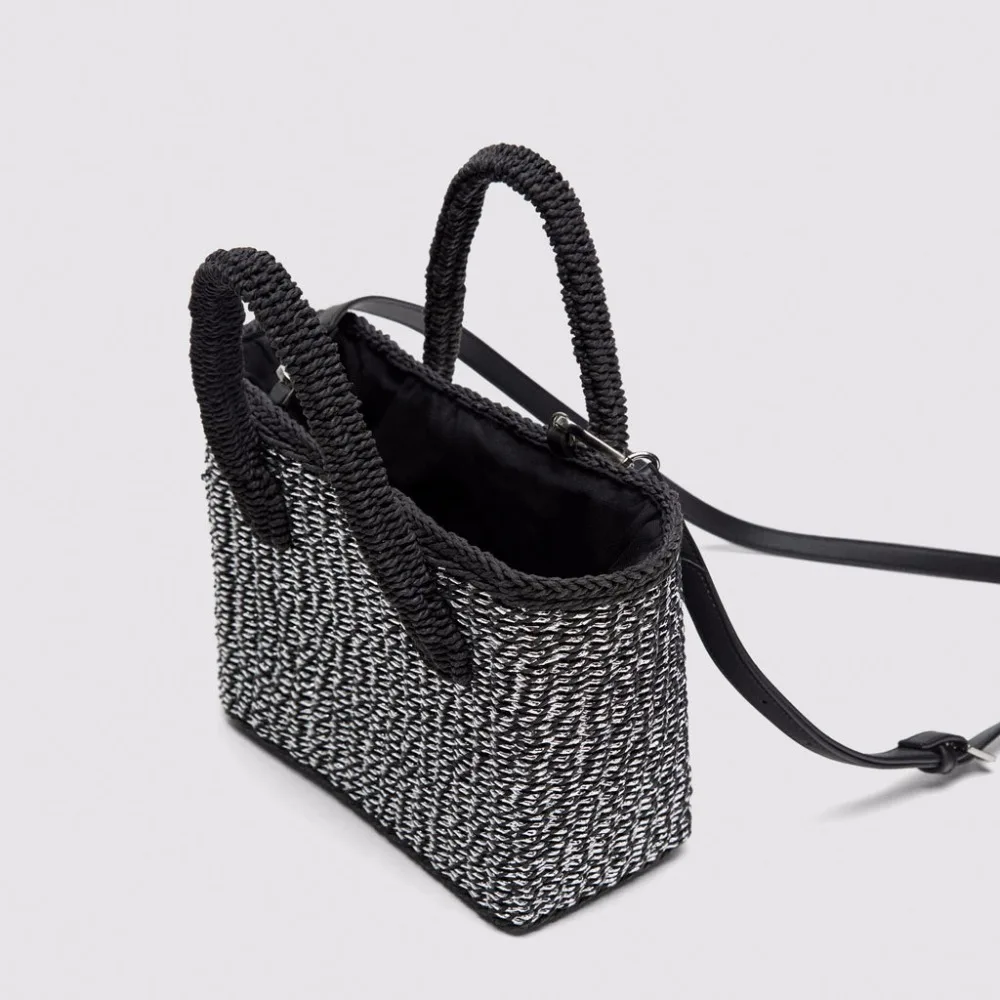Известный бренд Дизайн черный соломенные сумки Зебра Для женщин Летние покупки