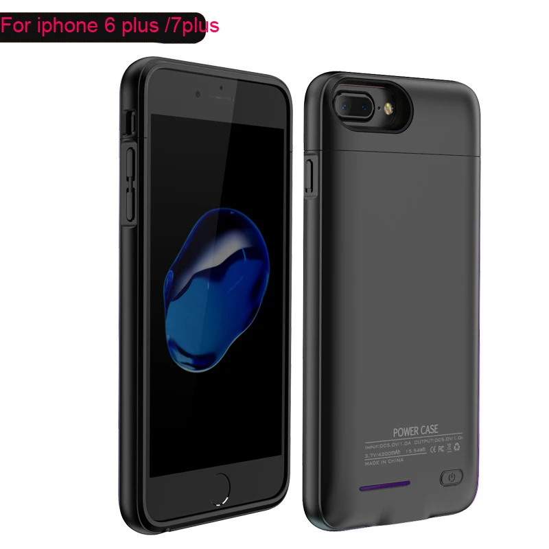 black for 6 7 plus Чехол для аккумулятора для iPhone 6 6s 7 Plus, внешний аккумулятор, чехол для зарядки для iPhone 6 s 6s, чехол для зарядного устройства, встроенный металлический лист - Цвет: black for 6 7 plus