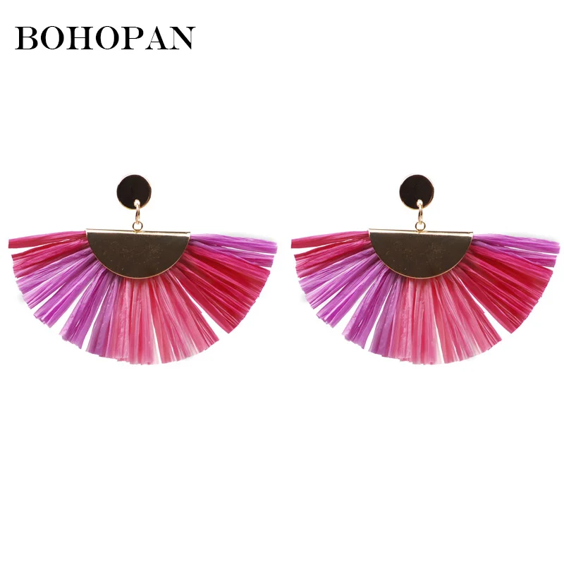 Серьги в богемном рафии для женщин 2018 новый дизайн Гипербола креативные модные