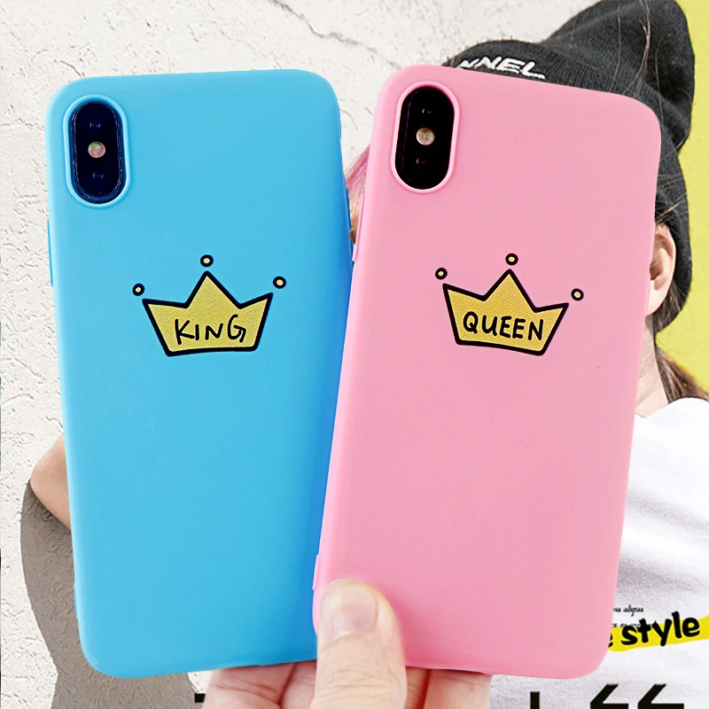 Чехлы для телефонов King queen Crown IPhone X XS MAX XR 8 7 6 S Plus мягкий силиконовый чехол