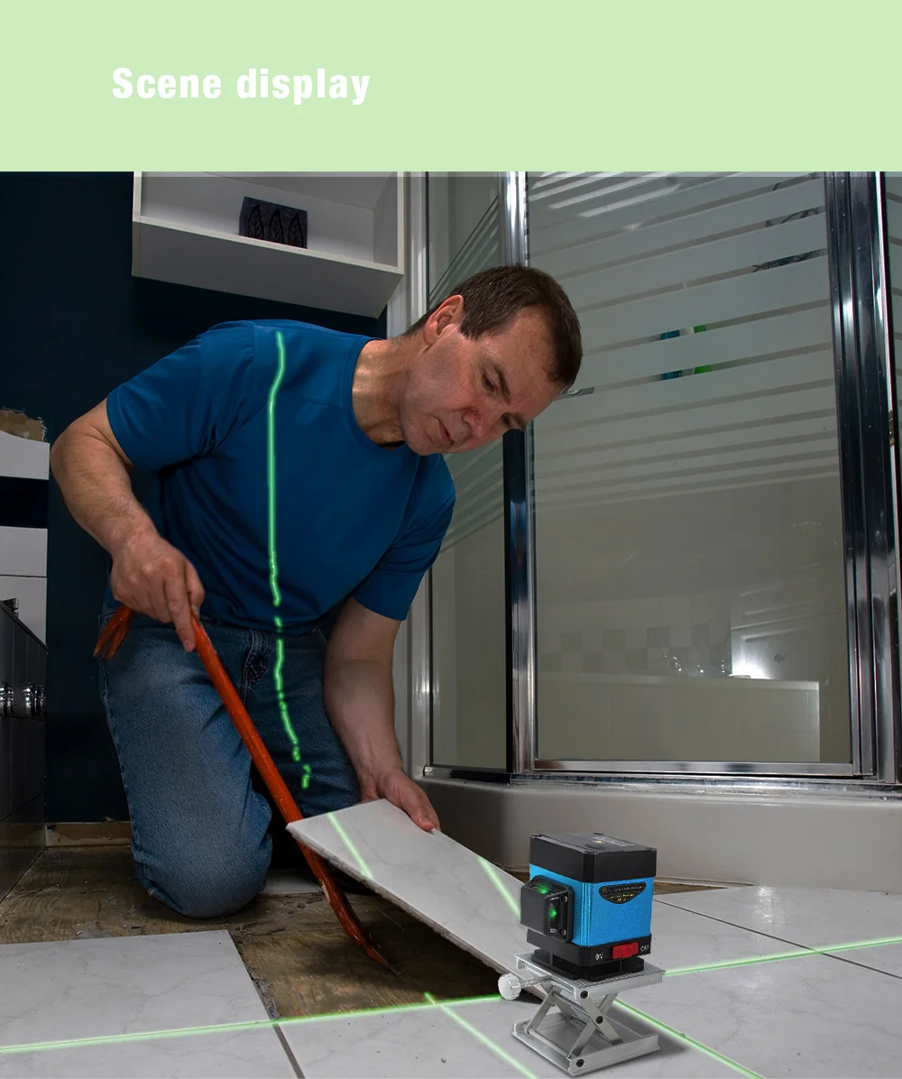 3D самонивелирующийся зеленый лазерный уровень 12 линий устройство с