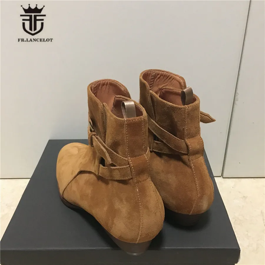 Мужские ботинки ручной работы коричневые замшевые из натуральной кожи на