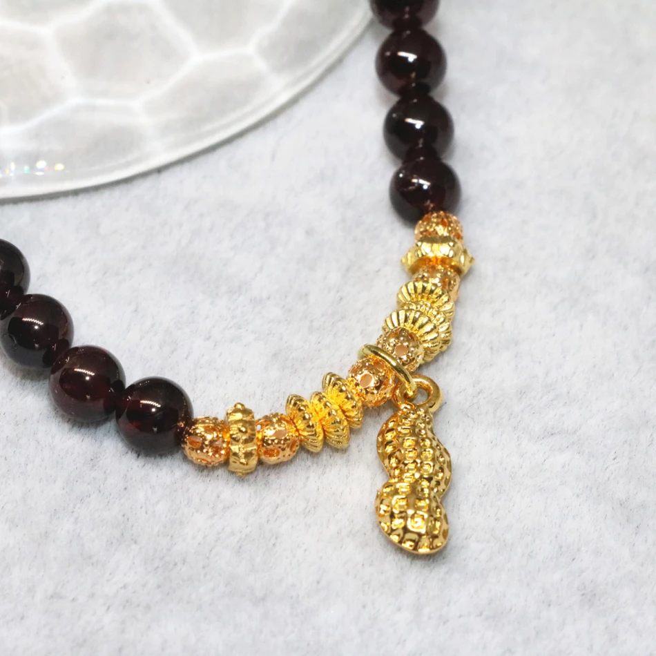 Элегантные браслеты из натурального граната в богемном стиле круглые бусины