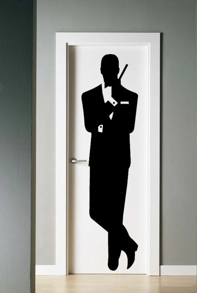 Магазин одежды виниловая наклейка на стену Джеймс Бонд Мужская мода настенная